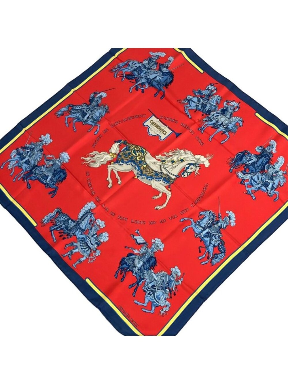 Hermes Scarf Carre 90 Red Blue Light Carrousel